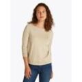 Strickpullover TOMMY HILFIGER "CO JERSEY STITCH BOAT-NK SWEATER" Gr. L (40), grün (sandalwood), Damen, Strick, Obermaterial: 67% Baumwolle, 33% Polyamid, unifarben, Pullover, mit Tommy Hilfiger Logo-Flag am Ärmel