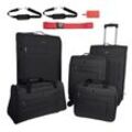 Trolleyset TRAVEL PAL "Reisegepäck Trolley-Set PALMA", schwarz, Polyester, unifarben, Koffer-Sets, 3 Koffer S/M/L, Reisetasche, Fliegetasche, Kofferanhänger, Koffergurt