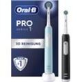 Elektrische Zahnbürste ORAL-B "PRO Series 1 Doppelpack", blau (blau, schwarz), Elektrozahnbürsten, Drucksensor