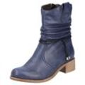 Winterstiefelette RIEKER, Damen, Gr. 38, blau (dunkelblau), Lederimitat, klassisch, Schuhe, Boots, Blockabsatz, slouchy Schaft, mit Innenreißverschluss