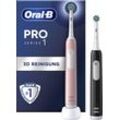 Elektrische Zahnbürste ORAL-B "PRO Series 1 Doppelpack", pink (schwarz, pink), Elektrozahnbürsten, Drucksensor