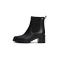 Chelseaboots TOMMY HILFIGER "FLAG MID HEEL LEATHER CHELSEA" Gr. 41, schwarz, Damen, Leder, Elastischer Einsatz, unifarben, Schuhe, Blockabsatz, Stiefelette, Schlupfboots mit seitlicher Logoflag