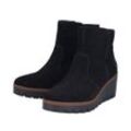 Winterstiefelette RIEKER, Damen, Gr. 40, schwarz, Veloursleder, unifarben, feminin, Schuhe, Keilboots, Basic-Stiefelette mit Innenreißverschluss, schmale Form