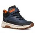 Winterboots GEOX "J FLEXYPER PLUS BOY ABX", Kinder, Gr. 31, blau (navy, schwarz), Lederimitat, Textil, casual, Schuhe, High Top Sneaker, Schnürboots mit wasserabweisender TEX-Ausstattung