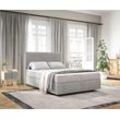 DELIFE Boxspringbett Dream-Well 140x200 cm Cord Silbergrau mit Taschenfederkernmatratze und Topper Visco, Boxspringbetten