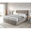 DELIFE Boxspringbett Dream-Fine 160x200 cm Mikrofaser Beige mit Matratze und Topper, Boxspringbetten