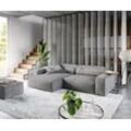 DELIFE Ecksofa Sirpio XL 270x170 cm Mikrofaser Taupe Recamiere variabel mit Hocker, Ecksofas