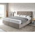 DELIFE Boxspringbett Dream-Great 180x200 cm Mikrofaser Beige mit Matratze und Topper, Boxspringbetten