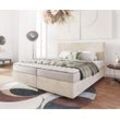 DELIFE Boxspringbett Dream-Well 180x200 cm Cord Beige mit Matratze und Topper, Boxspringbetten