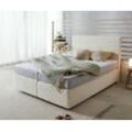 DELIFE Boxspringbett Dream-Well Plüsch-Cord Beige 140x200 cm TFK-Matratze Visco-Topper, Boxspringbetten