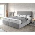 DELIFE Boxspringbett Dream-Well 180x200 cm Mikrofaser Grau mit TFK Matratze und Visco Topper, Boxspringbetten