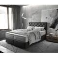 DELIFE Boxspringbett Dream-Great 140x200 cm Mikrofaser Anthrazit Vintage mit TFK Matratze und Visco Topper, Boxspringbetten