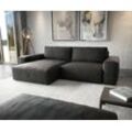 DELIFE Ecksofa Lanzo XL 270x180 cm Lederimitat Vintage Anthrazit Recamiere variabel mit Hocker, Ecksofas