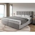 DELIFE Boxspringbett Dream-Fine Mikrofaser Grau 200x200 cm Bonell-Matratze PU-Topper, Boxspringbetten