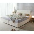 DELIFE Boxspringbett Dream-Well Plüsch-Cord Beige 180x200 cm TFK-Matratze Visco-Topper, Boxspringbetten