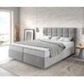 DELIFE Boxspringbett Dream-Fine 160x200 cm Mikrofaser Grau mit Matratze und Topper, Boxspringbetten