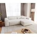 DELIFE Ecksofa Sirpio XL 270x170 cm Bouclé Creme-Weiß Recamiere variabel, Ecksofas