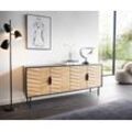 DELIFE Sideboard Muvi 175 cm Eiche Natur Mango Schwarz Metall Schwarz 4 Türen, Sideboards