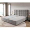 DELIFE Boxspringgestell Dream-Fine Mikrofaser Grau 200x200 cm, Boxspringbetten