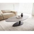 DELIFE Couchtisch Vibana 140x80 cm Keramik Aspetto Concreto Betonfarbig Gestell Metall Schwarz, Couchtische