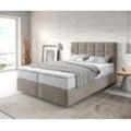 DELIFE Boxspringbett Dream-Fine 140x200 cm Mikrofaser Beige mit TFK Matratze und Visco Topper, Boxspringbetten