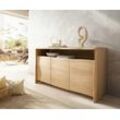 DELIFE Sideboard Live-Edge 145 cm Eiche Natur 3 Türen Massiv, Sideboards, Baumkantenmöbel, Massivholzmöbel, Massivholz