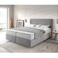 DELIFE Boxspringbett Dream-Well 160x200 cm Mikrofaser Grau mit TFK Matratze und Visco Topper, Boxspringbetten