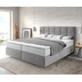 DELIFE Boxspringbett Dream-Fine 180x200 cm Mikrofaser Grau mit TFK Matratze und Visco Topper, Boxspringbetten