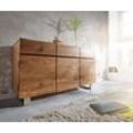 DELIFE Sideboard Live-Edge 147 cm Akazie Natur 3 Türen 3 Schübe, Sideboards, Baumkantenmöbel, Massivholzmöbel, Massivholz