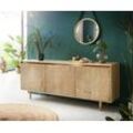 DELIFE Kommode Budaya 175 cm Mango Natur 3 Türen Fuß rund, Sideboards