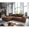 DELIFE Eckcouch Violetta 300 x 220 cm Lederimitat Braun Recamiere variabel, Ecksofas