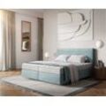 DELIFE Boxspringbett Dream-Well 180x200 cm Cord Pastellblau mit Matratze und Topper, Boxspringbetten