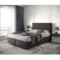 DELIFE Boxspringbett Dream-Well 140x200 cm Mikrofaser Schwarz mit Matratze und Topper, Boxspringbetten