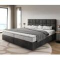 DELIFE Boxspringbett Dream-Fine Mikrofaser Anthrazit Vintage 200x200 cm Bonell-Matratze PU-Topper, Boxspringbetten