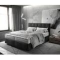 DELIFE Boxspringbett Dream-Fine 160x200 cm Mikrofaser Anthrazit Vintage mit Matratze und Topper, Boxspringbetten