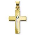 Kette mit Anhänger ONE ELEMENT "Zirkonia Kreuz Anhänger aus 333 Gelbgold", gold, Halsketten, Damen, Gelbgold 333, Damen Schmuckset - Set mit verstellbarer Halskette