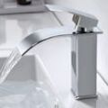 Sollbry - Moderner Wasserfall-Badezimmer-Wasserhahn, Waschbecken-Wasserhahn im eleganten Design, Messing-Mischbatterie, heißes und kaltes Wasser