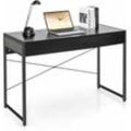 Schreibtisch Computertisch mit 2 Schubladen, Kleiner Bürotisch pc Tisch, Arbeitstisch Officetisch 112 x 48 x 76 cm Schwarz - Costway