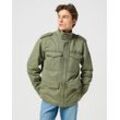 Langjacke WRANGLER "FIELD JACKET", Herren, Gr. XXL, grün (dusty olive), Web, Obermaterial: 100% Baumwolle, unifarben, casual, regular fit hüftbedeckend, Langarm mit Druckknopf, Jacken