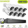 Sannce - 5MP Kit caméra de vidéosurveillance,Outdoor Security 16CH H.265+ PoE nvr Video Audio Video Surveillance System 8Camera - 4TB hdd