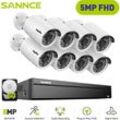 Sannce - 5MP Kit caméra de vidéosurveillance,Outdoor Security 4K H.265+ PoE nvr Video 16CH Audio 8Camera Video Surveillance System Set - 2TB hdd