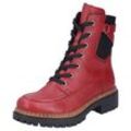 Winterstiefelette RIEKER, Damen, Gr. 36, rot, Lederimitat, kontrastfarbene Details, sportlich, Schuhe, Schnürstiefelette, Chelseaboots mit breitem Stretcheinsatz