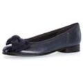 Ballerina GABOR, Damen, Gr. 42, blau (dunkelblau), Leder, Lacklederimitat, klassisch, Schuhe, Flats, Kitten Heel, Festliche Schuhe mit aufwendiger Schleife