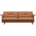 3-Sitzer FLEXLUX "Glow Designsofa, bequem und komfortabel durch hochwertigen Sitzaufbau", braun (modern cogna), B:224cm H:81cm T:91cm, 100% Echteder, Sofas, Skandinavisches Design, In hochwertiger Verarbeitung