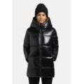 Kurzmantel KHUJO "Grana-YM", Damen, Gr. XL (42), schwarz, Obermaterial: 100% Nylon, Futter: 100% Nylon, Wattierung: 100% Polyester, modisch, figurumspielend Po-bedeckend, hoch geschlossener Ausschnitt, Mäntel, Glänzender kurzer gesteppter Damen Wintermantel