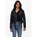 Lederimitatjacke ONLY "ONLVERA FAUX LEATHER BIKER CC OTW", Damen, Gr. L (40), schwarz, Web, Obermaterial: 88% Polyester, 9% Baumwolle, 3% Viskose, unifarben, casual, Jacken, mit Biker Details