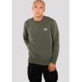 Sweatshirt ALPHA INDUSTRIES "Basic Sweater small Logo", Herren, Gr. S, grün (schwarz olive), angeraute Sweatware, Obermaterial: 80% Baumwolle, 20% Polyester, bedruckt, modisch, normal normal, Rundhals, Langarm Rippbündchen, Sweatshirts