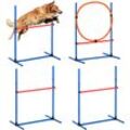 Vevor - Hunde-Agility-Trainingsausrüstung, 4-teiliges Set – verstellbare hohe Hürden und Sprungring, Welpen-Hindernisparcours-Starter-Set mit