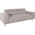 2-Sitzer DOMO COLLECTION "Trento, mit Kufenfuß oder Einzelfuß", grau (taupe), B:208cm H:79cm T:104cm, 92% Polyester, 8% Nylon, Sofas, wahlweise mit Kopfteilverstellung und in zwei Größen erhältlich