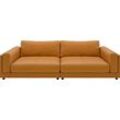 Big-Sofa 3C CANDY "Karalis mit extra großer Sitztiefe, elegantes Mega Sofa zum Relaxen", braun (cognac), B:294cm H:85cm T:150cm, 100% Leder, Sofas, auch in Cord- oder Leder-Bezug, lose Kissen, loungige Bequemlichkeit